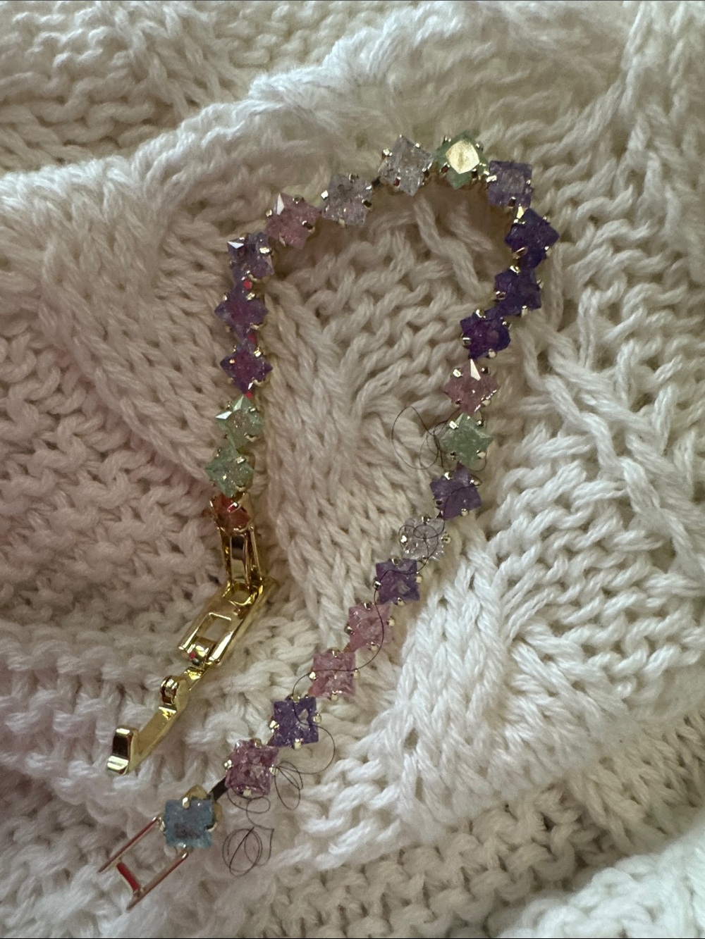 Gold-Tone Multicolor Crystal Floral Bracelet - Women Jewelry